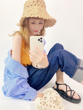 「休闲」｜「アイテム（雑貨/ホビー）」を使った、喵喵小桃さん（レディース・160cm）の夏コーディネート