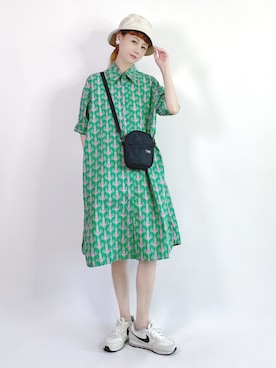 「apres jour mignon（アプレジュールミニョン）のアイテム（帽子）」を使った、喵喵小桃さん（レディース・160cm）の夏コーディネート