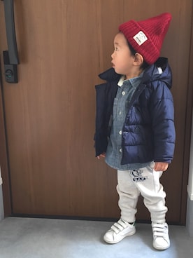 「babygap」｜「アイテム（ダウンジャケット/コート）」を使った、maiさん（キッズ・90cm）の冬コーディネート
