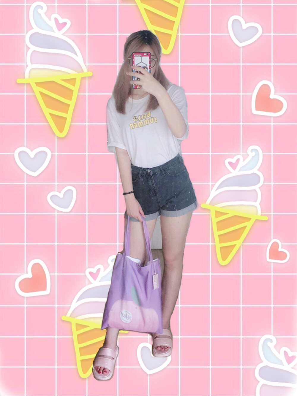 「ootd、夏、休闲、牛仔裤、白T、NIKE、通勤穿搭、UNIQLO、school」｜「PINKSAVIOR独立设计のアイテム（デニムパンツ、ブラック系）」を使った、Peach🍑さん（レディース・170cm）の秋コーディネートの1枚目の写真
