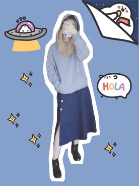 「通勤穿搭」｜「アイテム（パーカー）」を使った、Peach🍑さん（レディース・170cm）の秋コーディネート