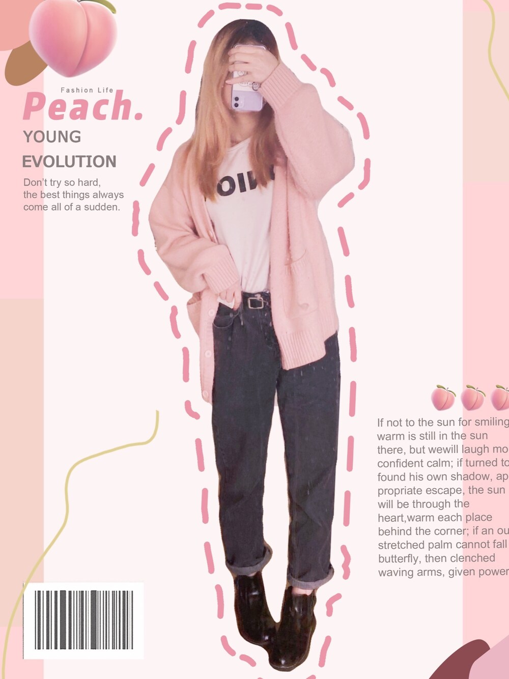「ootd、休闲、通勤穿搭、牛仔裤、冬コーデ、秋のコーデ、秋冬コーデ」｜「Askwind问风のアイテム（ジャケット/アウター、ピンク系）」を使った、Peach🍑さん（レディース・170cm）の冬コーディネートの1枚目の写真