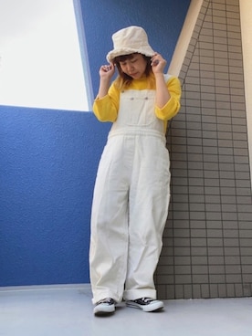 「SPINNS（スピンズ）のアイテム（サロペット/オーバーオール）」を使った、ぽむまるさん（レディース・150cm）の春コーディネート
