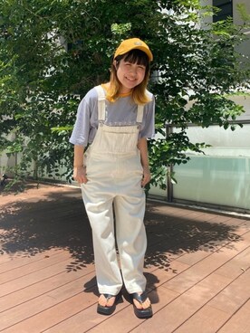 「SPINNS（スピンズ）のアイテム（サロペット/オーバーオール）」を使った、ぽむまるさん（レディース・150cm）の夏コーディネート