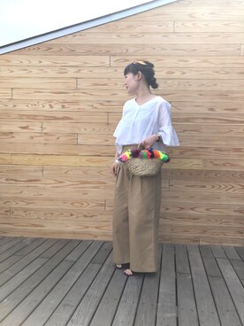 「Fatima morocco（ファティマモロッコ）のアイテム（かごバッグ）」を使った、harusan:)さん（レディース・152cm）の春コーディネート