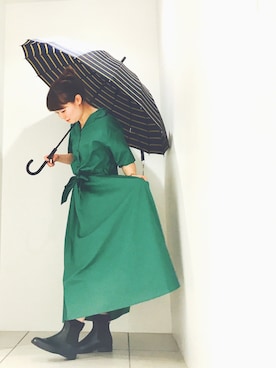 「傘」｜「アイテム（シャツワンピース）」を使った、harusan:)さん（レディース・152cm）の夏コーディネート