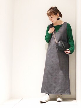 「koe（コエ）のアイテム（ジャンパースカート）」を使った、harusan:)さん（レディース・152cm）の冬コーディネート