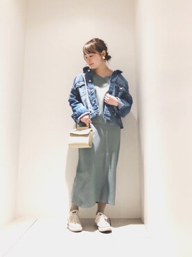 「くすみカラー」｜「アイテム（デニムジャケット）」を使った、harusan:)さん（レディース・152cm）の冬コーディネート