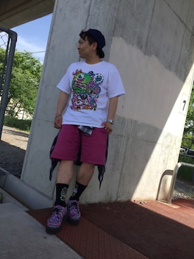 「T.U.K（ティーユーケー）のアイテム」を使った、小林一寿さん（メンズ・164cm）の夏コーディネート