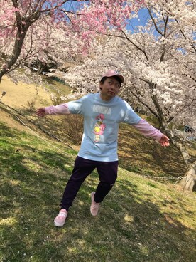 「MISHKA（ミシカ）のアイテム（キャップ）」を使った、小林一寿さん（メンズ・165cm）の春コーディネート