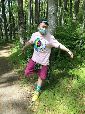 「MISHKA（ミシカ）のアイテム（キャップ）」を使った、小林一寿さん（メンズ・165cm）の夏コーディネート