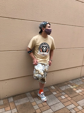 「LRG（エルアールジー）のアイテム（帽子）」を使った、小林一寿さん（メンズ・165cm）の秋コーディネート