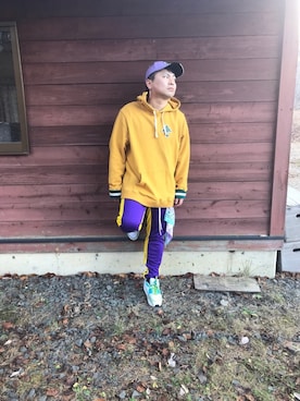 「MISHKA（ミシカ）のアイテム（キャップ）」を使った、小林一寿さん（メンズ・165cm）の冬コーディネート