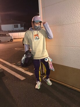 「FILA（フィラ）のアイテム（キャップ）」を使った、小林一寿さん（メンズ・165cm）の冬コーディネート