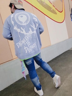 「MISHKA（ミシカ）のアイテム（キャップ）」を使った、小林一寿さん（メンズ・166cm）の春コーディネート