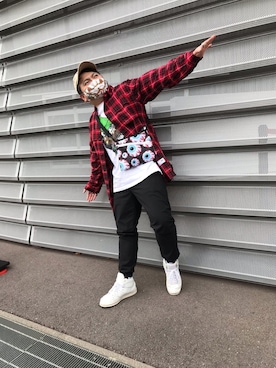 「MISHKA（ミシカ）のアイテム（キャップ）」を使った、小林一寿さん（メンズ・166cm）の春コーディネート