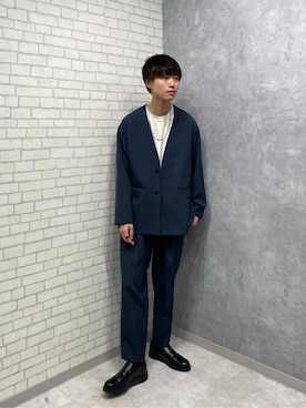 「PUBLIC TOKYO（パブリックトウキョウ）のアイテム（ノーカラージャケット）」を使った、shogoさん（メンズ・175cm）の秋コーディネート