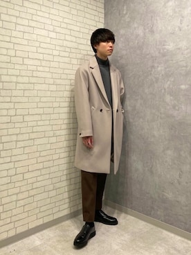 「PUBLIC TOKYO（パブリックトウキョウ）のアイテム（チェスターコート）」を使った、shogoさん（メンズ・175cm）の冬コーディネート
