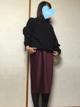 「URBAN RESEARCH（アーバンリサーチ）のアイテム（スカート、レッド系）」を使った、kinako02さん（レディース・153cm）の冬コーディネート