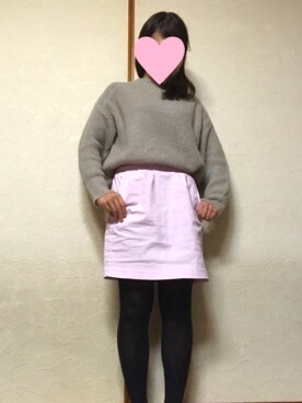 「KBF（ケイビーエフ）のアイテム（スカート、パープル系）」を使った、kinako02さん（レディース・153cm）の冬コーディネート