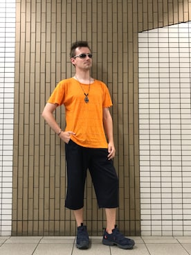 「RAGEBLUE（レイジブルー）のアイテム（スラックス）」を使った、塔弁さん（メンズ・172cm・30代）の夏コーディネート