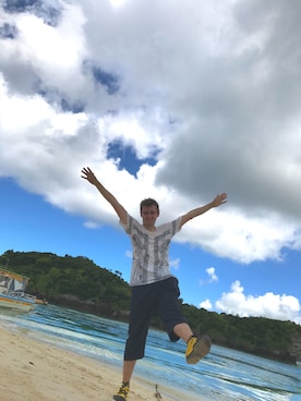 「RAGEBLUE（レイジブルー）のアイテム（スラックス）」を使った、塔弁さん（メンズ・172cm・30代）の夏コーディネート