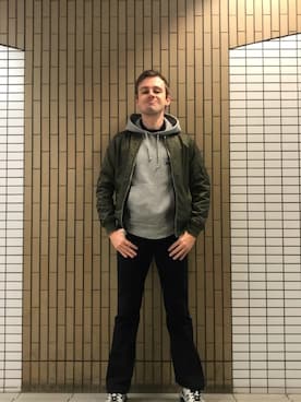 「Right-on（ライトオン）のアイテム（ブルゾン）」を使った、塔弁さん（メンズ・172cm）の冬コーディネート
