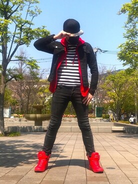 「JILL BLAZE（ジルブレイズ）のアイテム」を使った、塔弁さん（メンズ・172cm）の春コーディネート