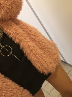 「XOXO（キスキス）のアイテム（スカート、ブラック系）」を使った、小島明由美さん（レディース・155cm）の冬コーディネート