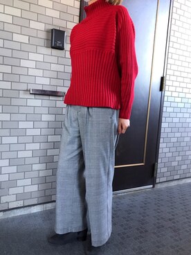 「YEVS（イーブス）のアイテム（パンツ）」を使った、akkoさん（レディース・155cm）の冬コーディネート