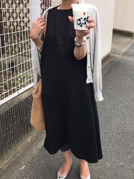 「アイテム（かごバッグ）」を使った、akkoさん（レディース・155cm）の夏コーディネート