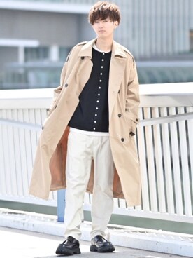 「epnok（エプノック）のアイテム（トレンチコート）」を使った、まささん（メンズ・178cm）の春コーディネート