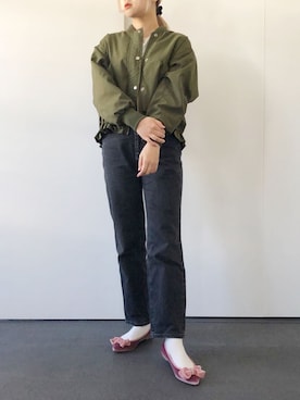 「バレエシューズ」｜「アイテム（MA-1）」を使った、SEIRAさん（レディース・159cm）の秋コーディネート