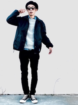 「Leyline」｜「アイテム（ナイロンジャケット）」を使った、yuumaさん（メンズ・173cm）の冬コーディネート