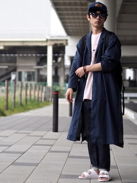 「Leyline」｜「アイテム（ステンカラーコート）」を使った、yuumaさん（メンズ・173cm）の春コーディネート