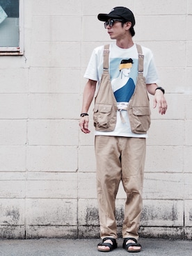 「STARTER BLACK LABEL（スターターブラックレーベル）のアイテム（Tシャツ/カットソー）」を使った、yuumaさん（メンズ・173cm）の夏コーディネート