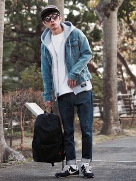 「Leyline」｜「アイテム（デニムジャケット）」を使った、yuumaさん（メンズ・173cm）の春コーディネート