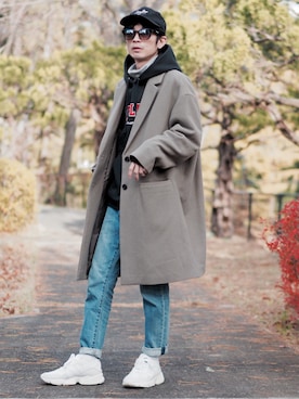 「Leyline」｜「アイテム（チェスターコート）」を使った、yuumaさん（メンズ・173cm）の冬コーディネート