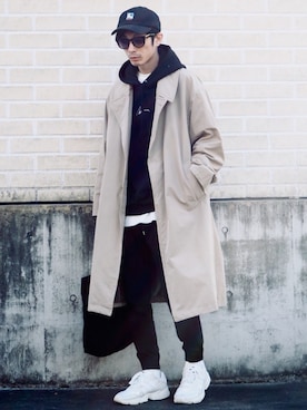 「MONKEY TIME（モンキータイム）のアイテム（トレンチコート）」を使った、yuumaさん（メンズ・173cm）の秋コーディネート