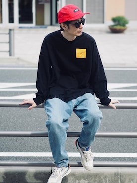 「ADER error（アーダーエラー）のアイテム（シューズ）」を使った、yuumaさん（メンズ・173cm）の春コーディネート