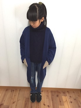 「ロングカーディガン」｜sachitsukasaさん（キッズ・130cm）の冬コーディネート