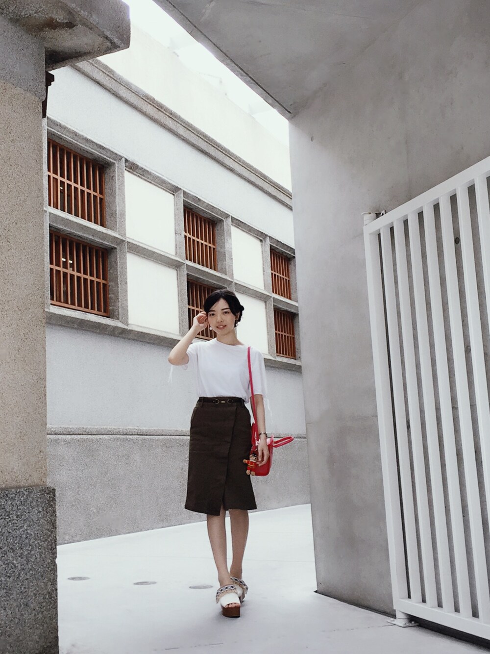 「夏、夏コーデ、ootd、outfit」｜「GUのアイテム（スカート、グリーン系）」を使った、alicealice0305さん（レディース・153cm）の夏コーディネートの1枚目の写真