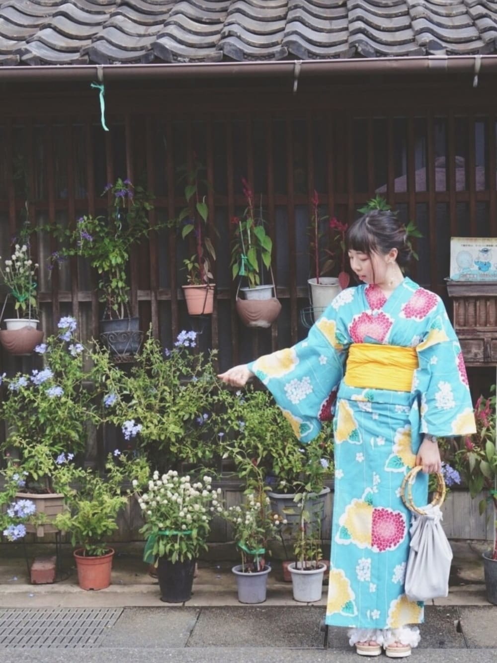 「名古屋、夏コーデ、夏、ゆかた、犬山城下町」｜「RANDAのフラワーコンフォートサンダル（サンダル、ホワイト系）」を使った、alicealice0305さん（レディース・153cm）の秋コーディネートの1枚目の写真