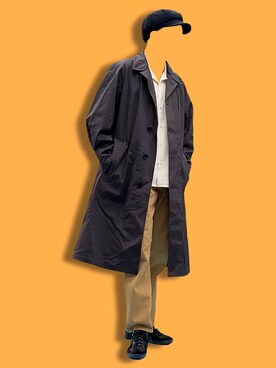 「ミリタリーコーデ」｜「アイテム（ステンカラーコート）」を使った、MTさん（メンズ・175cm）の冬コーディネート