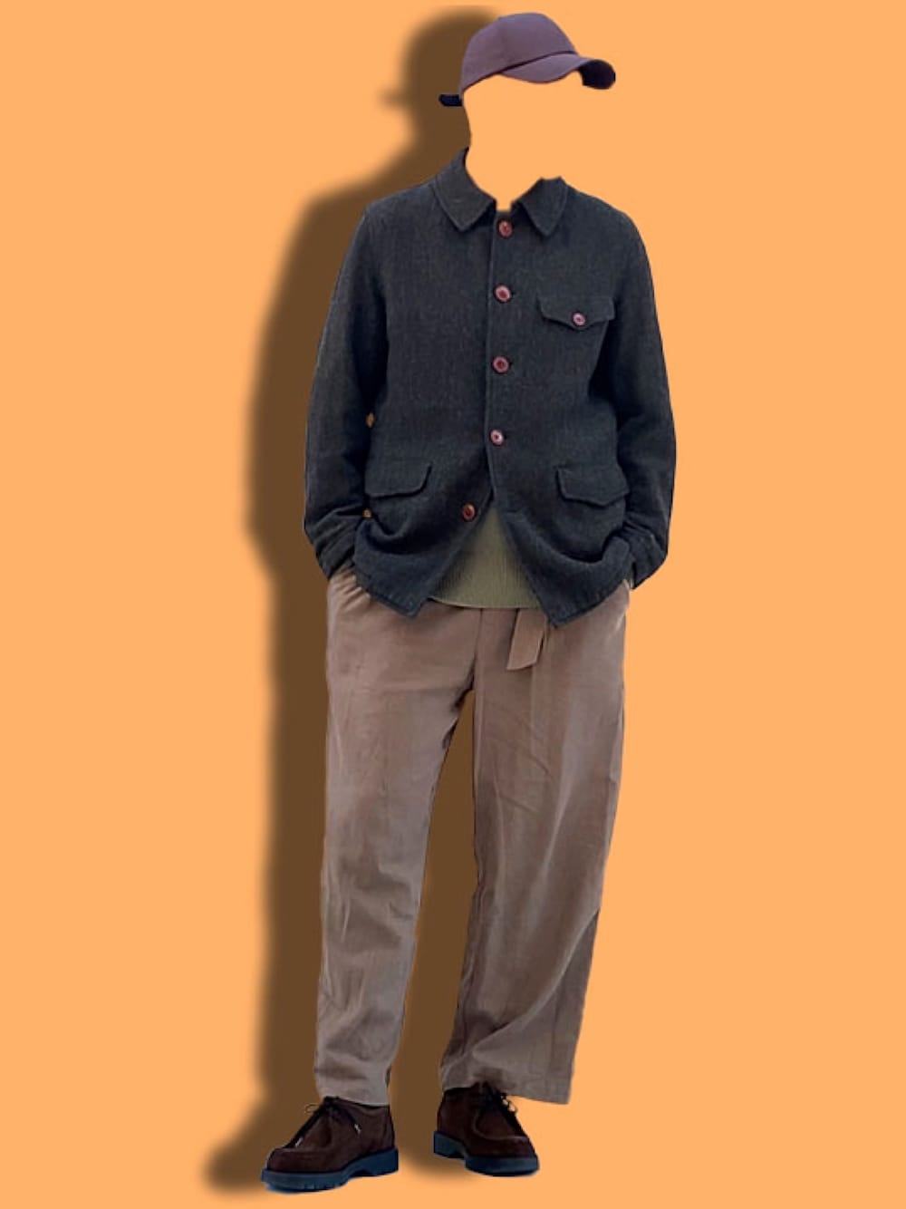「ミリタリージャケット、ミリタリーコーデ、ミリタリー、休日スタイル、ブーツ、古着、古着コーデ、UNIQLO U、カーキアウター、ブラウンコーデ」｜「KLEMANの【別注】 ＜KLEMAN（クレマン）＞ PADRE BRSUEDE/シューズ（モカシン/デッキシューズ、ブラウン系）」を使った、MTさん（メンズ・175cm）の冬コーディネートの1枚目の写真