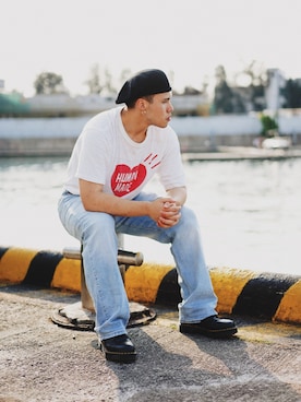 「oversize」｜「アイテム（キャスケット）」を使った、Mr.Lee さん（メンズ・173cm）の春コーディネート