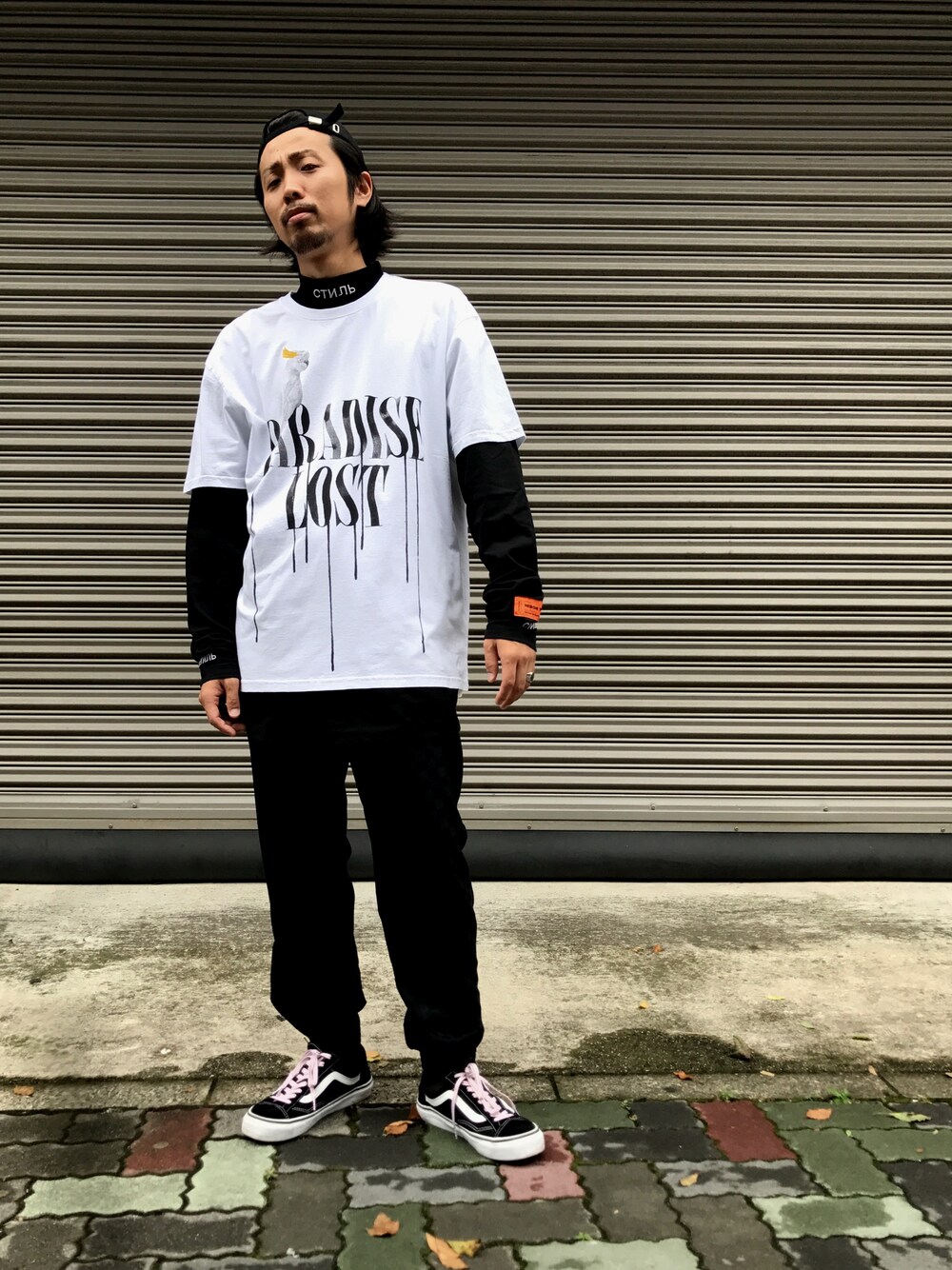 「ALCHEMIST、heronpreston、Alexander Wang、gosharubchinskiy、alyx、VANS、夏、夏コーデ、カジュアルコーデ、シンプルコーデ」｜「Gosha Rubchinskiyのアイテム（キャップ、ブラック系）」を使った、相川直輝さん（メンズ・172cm）の夏コーディネートの1枚目の写真