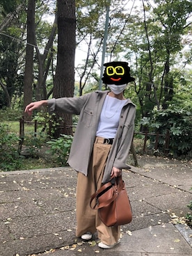 「DOUBLE STANDARD CLOTHING（ダブルスタンダードクロージング）のアイテム（チノパンツ）」を使った、鈴木さん（レディース・154cm）の秋コーディネート