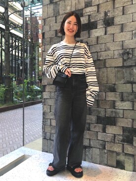 「YSTRDY's TMRRW（イエスタデイズトゥモロー）のアイテム」を使った、先原（sakihara）さん（レディース・155cm）の春コーディネート