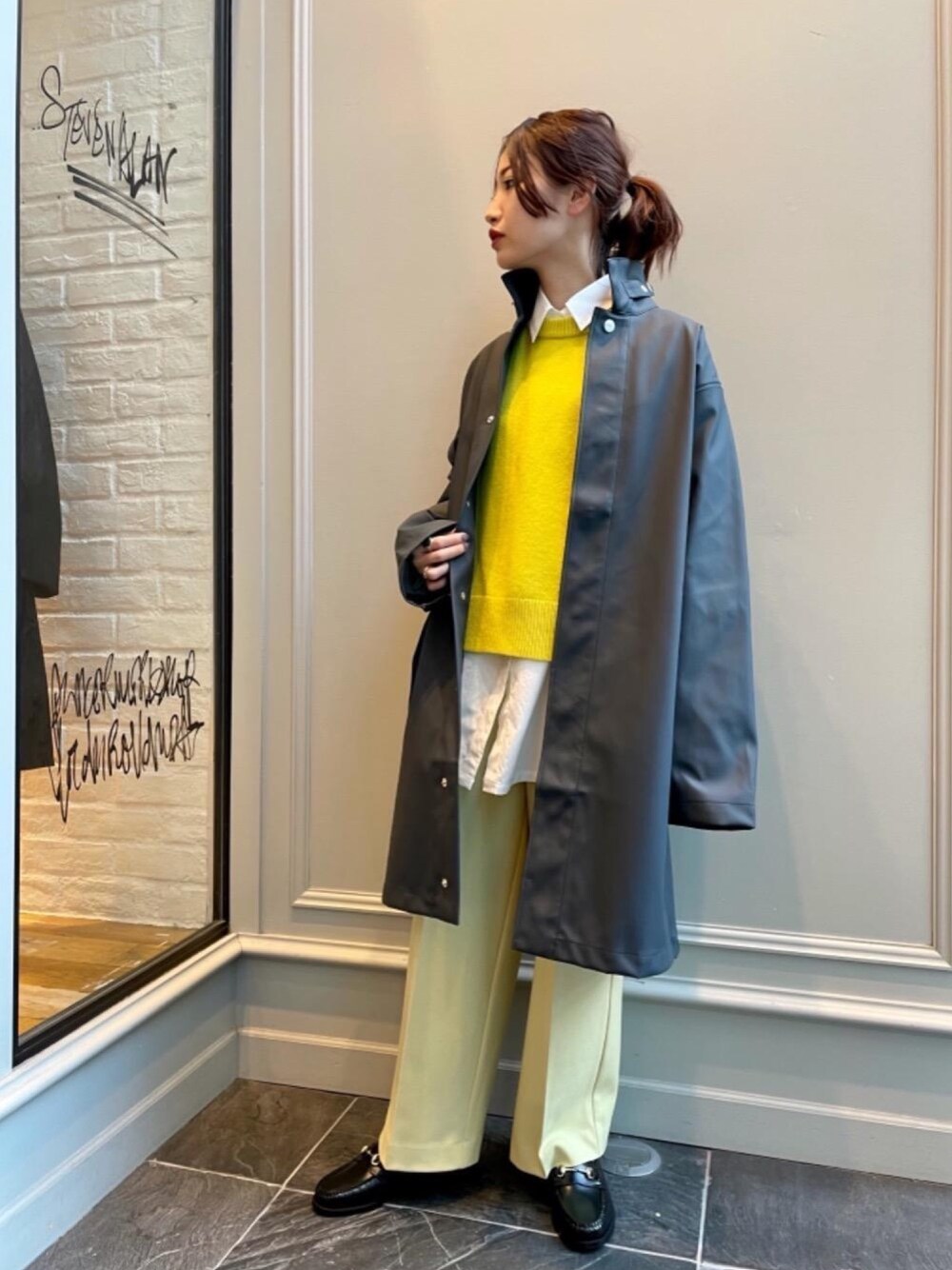 「BEAUTY&YOUTH UNITED ARROWSのBY∴ TRADITIONAL 100/2 コットンワイドシャツ（シャツ/ブラウス、ホワイト系）」を使った、先原（sakihara）さん（レディース・155cm）の秋コーディネートの1枚目の写真